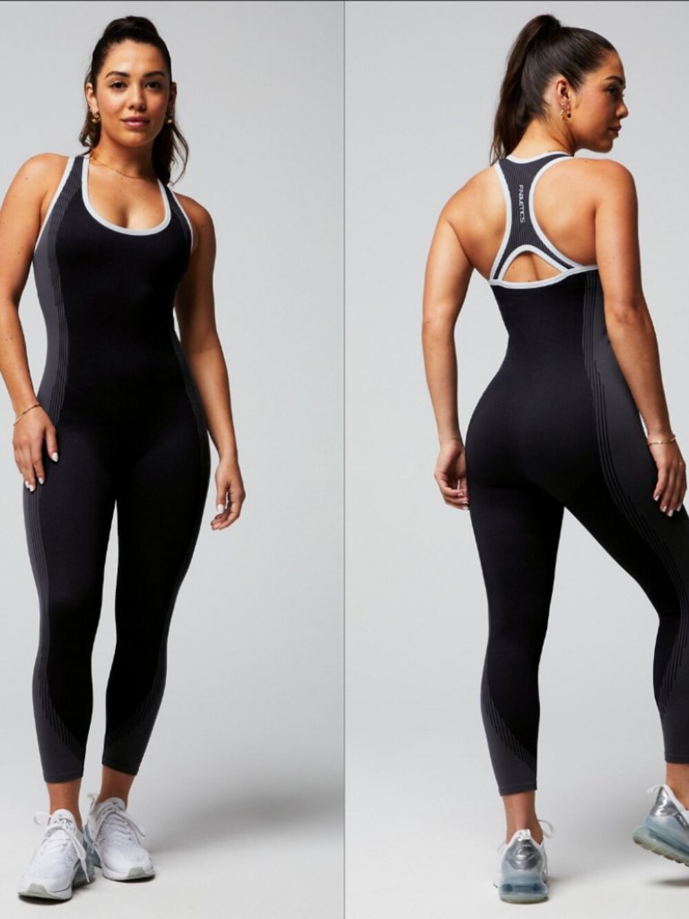 Fabletics Seamless Fusion 7/8 Jumpsuit Black Onyx White Small NWT